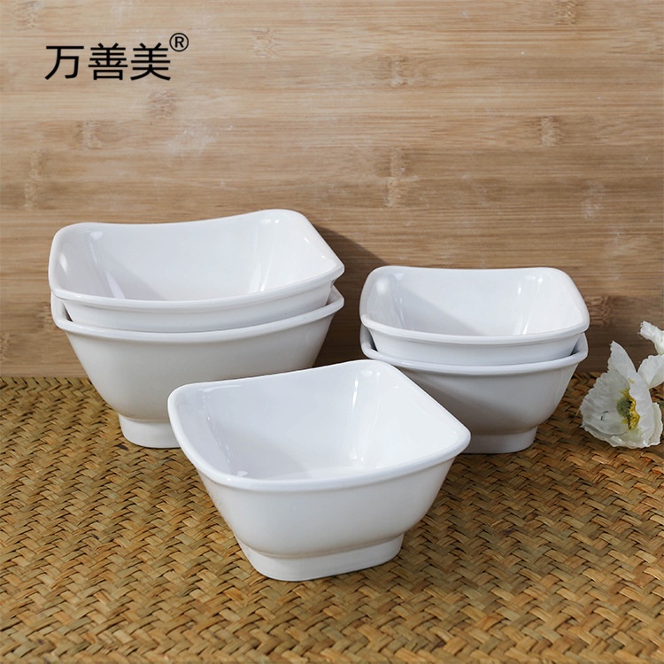 Bát Nhựa Melamine 15cm 20cm Miệng Vuông Chuyên Dụng Cho Ăn Súp Khách Sạn