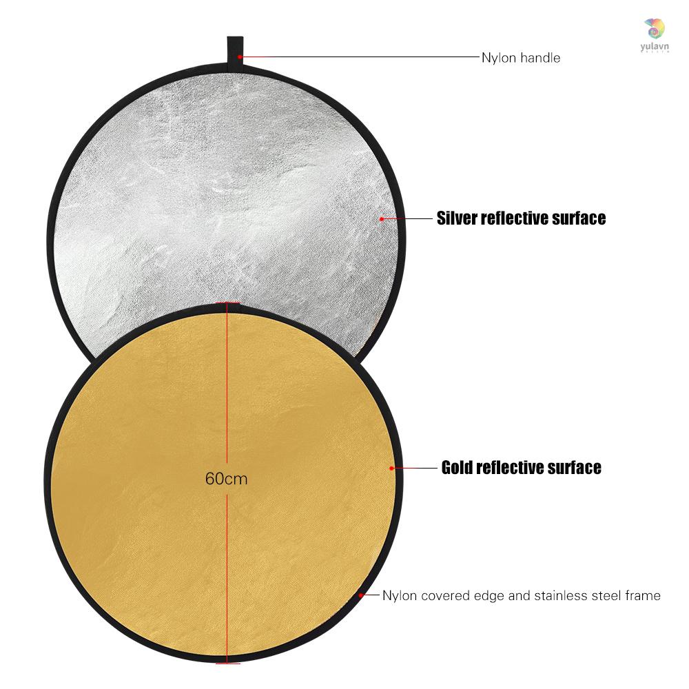 Tấm Phản Chiếu Ánh Sáng Chụp Ảnh Chân Dung Andoer 24 &quot;60cm Màu Vàng / Bạc 2 Trong 1