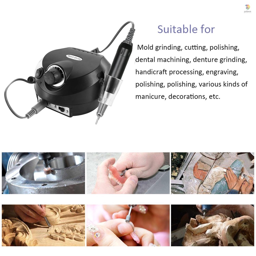 Máy Mài Móng Tay Chuyên Nghiệp 30000RPM E-Ple Phích Cắm EU Tiện Dụng Đen
