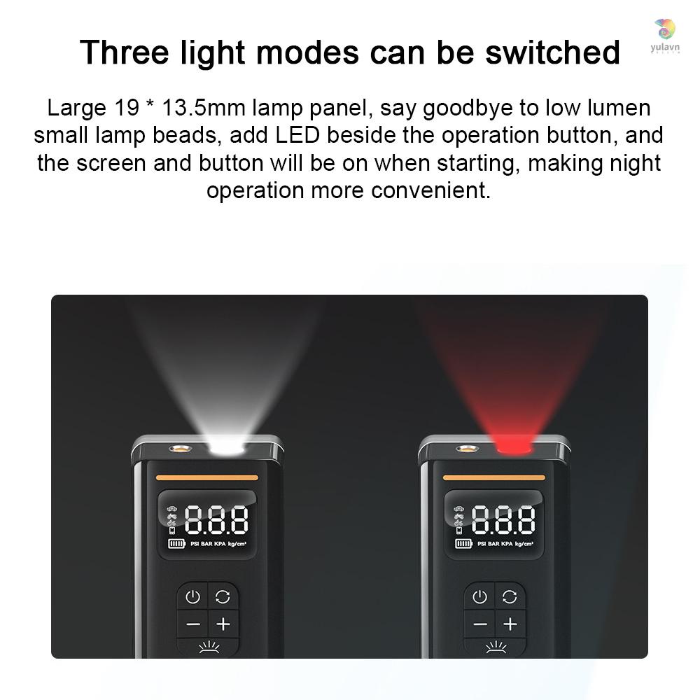 Máy Bơm Lốp Xe Hơi Công Suất Cao Không Dây Đa Năng Có Màn Hình Hiển Thị Kỹ Thuật Số