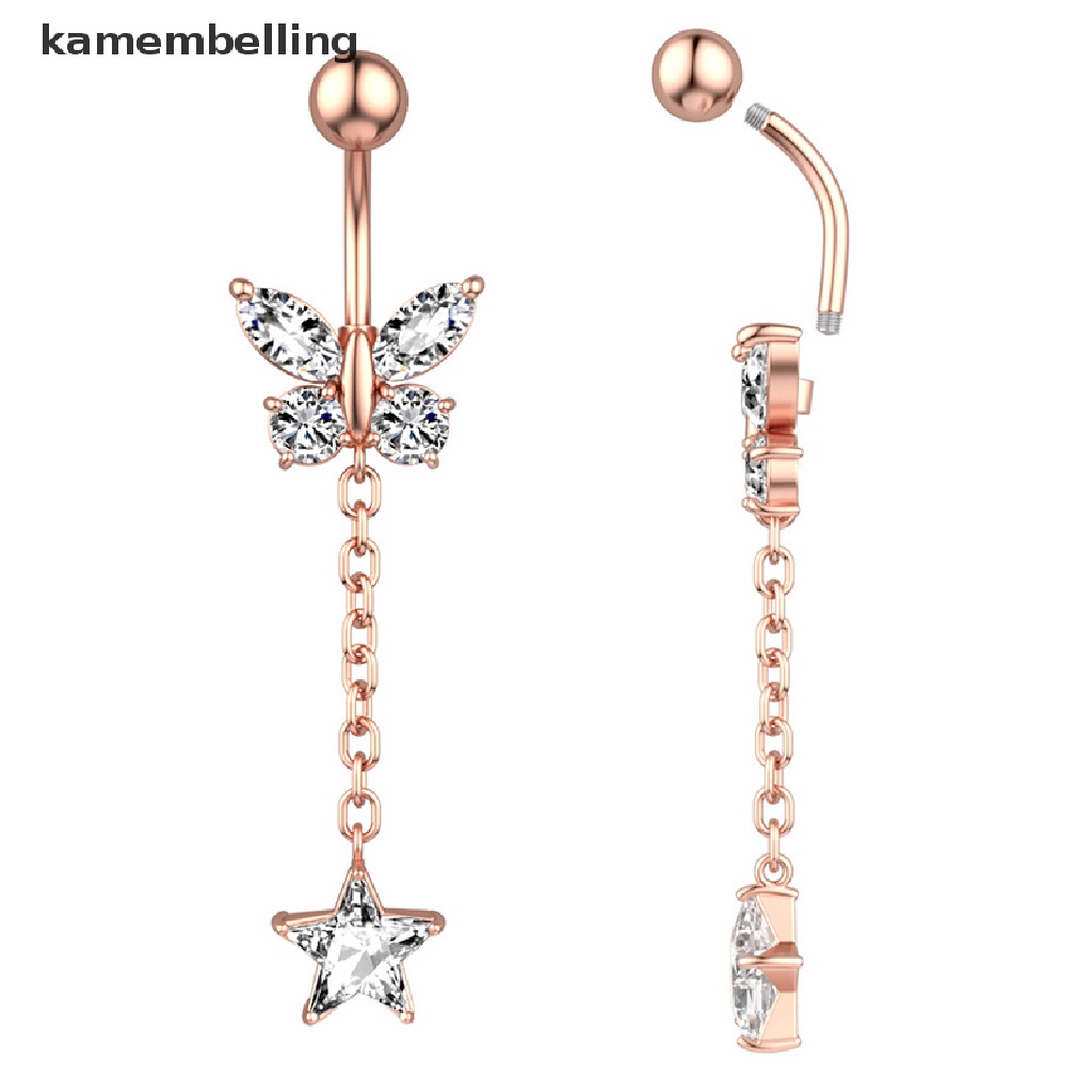 Khuyên Rốn Hình Bướm Đính Đá Bằng Thép Không Gỉ