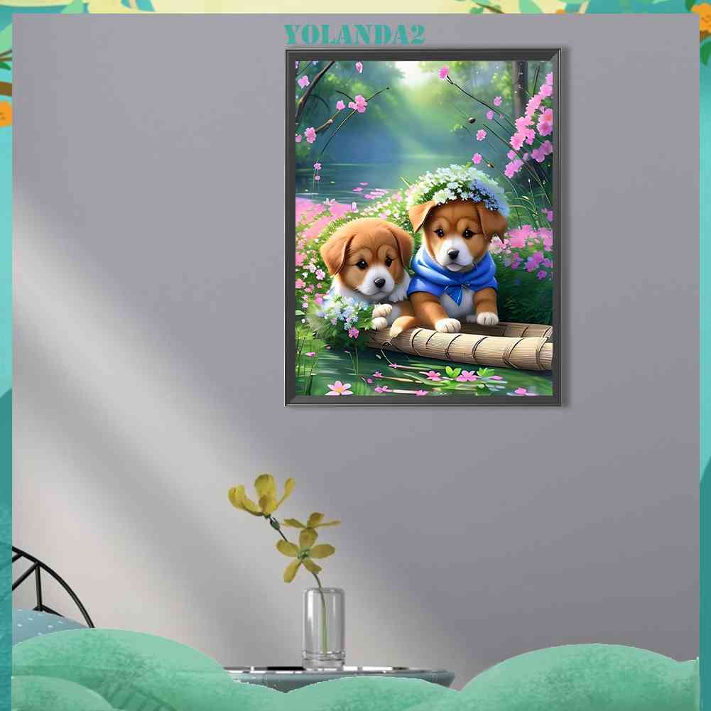 Tranh Đính Đá Kim Cương Toàn Bộ 5D DIY Hình Vẽ Chó Trang Trí Nhà Cửa