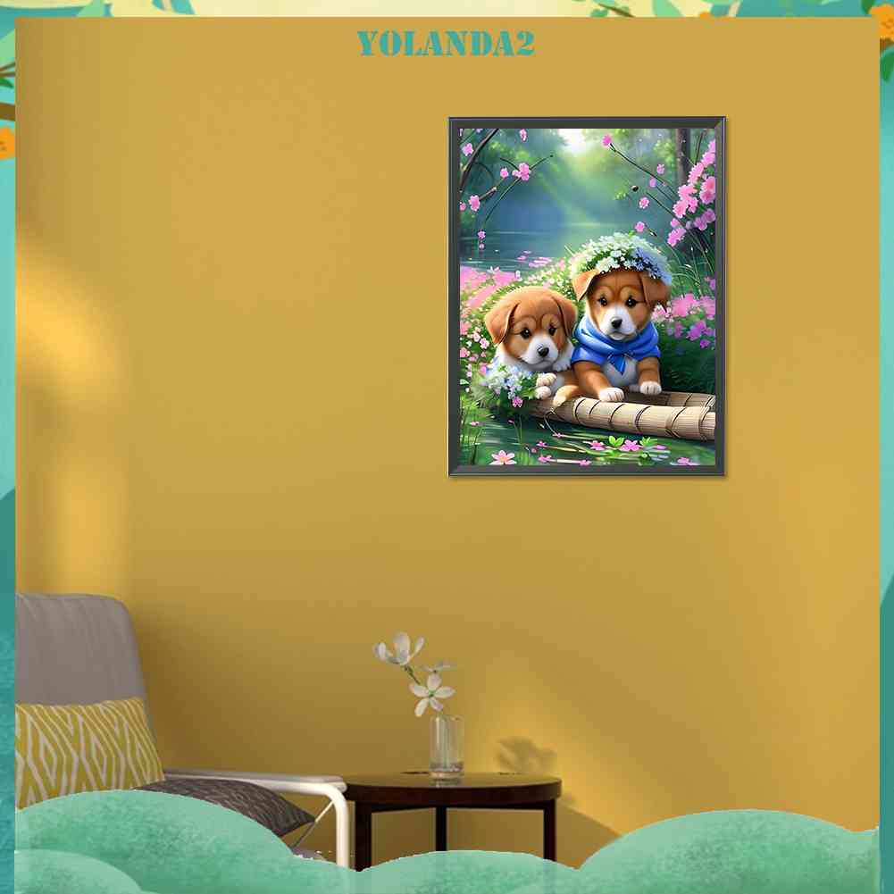 Tranh Đính Đá Kim Cương Toàn Bộ 5D DIY Hình Vẽ Chó Trang Trí Nhà Cửa