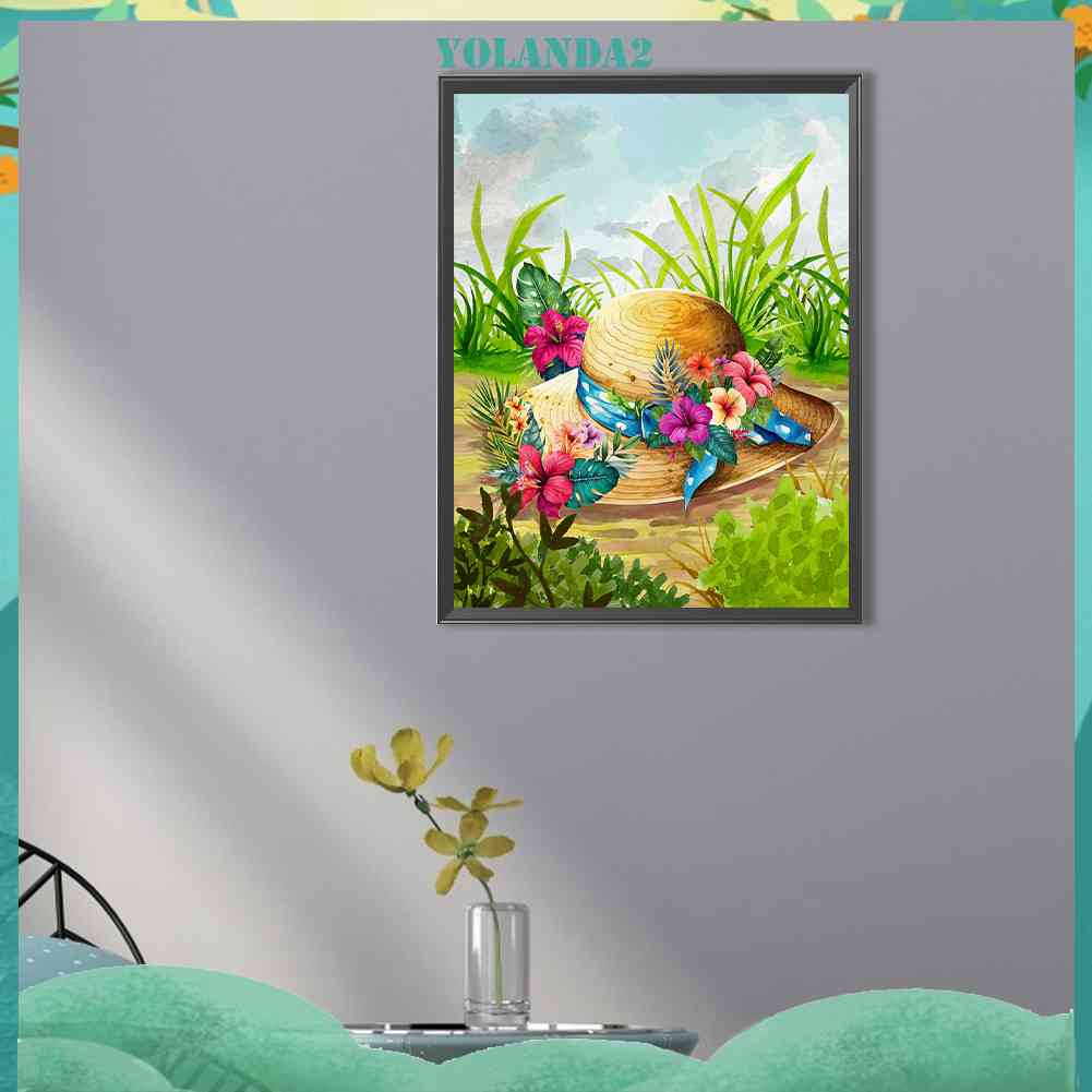 Tranh Đính Đá Kim Cương Toàn Bộ 5D DIY Hình Vẽ Hoa Mũ