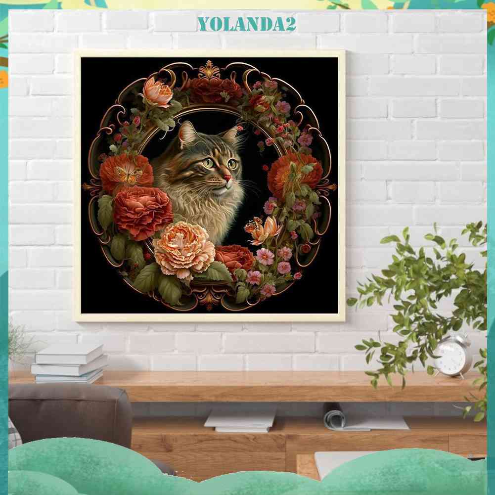 Tranh Đính Đá Kim Cương Toàn Bộ 5D DIY Hình Vẽ Mèo Trang Trí Nhà Cửa