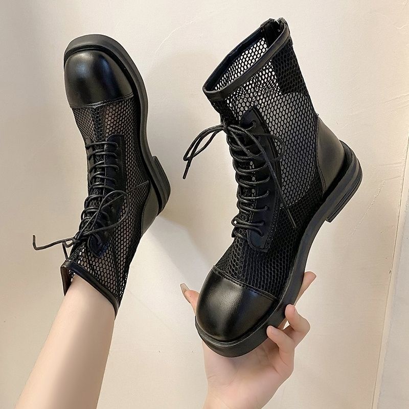 Giày Bốt Martin Phối Lưới Mỏng Thoáng Khí Thời Trang Mùa Hè 2022 Mới Cho Nữ