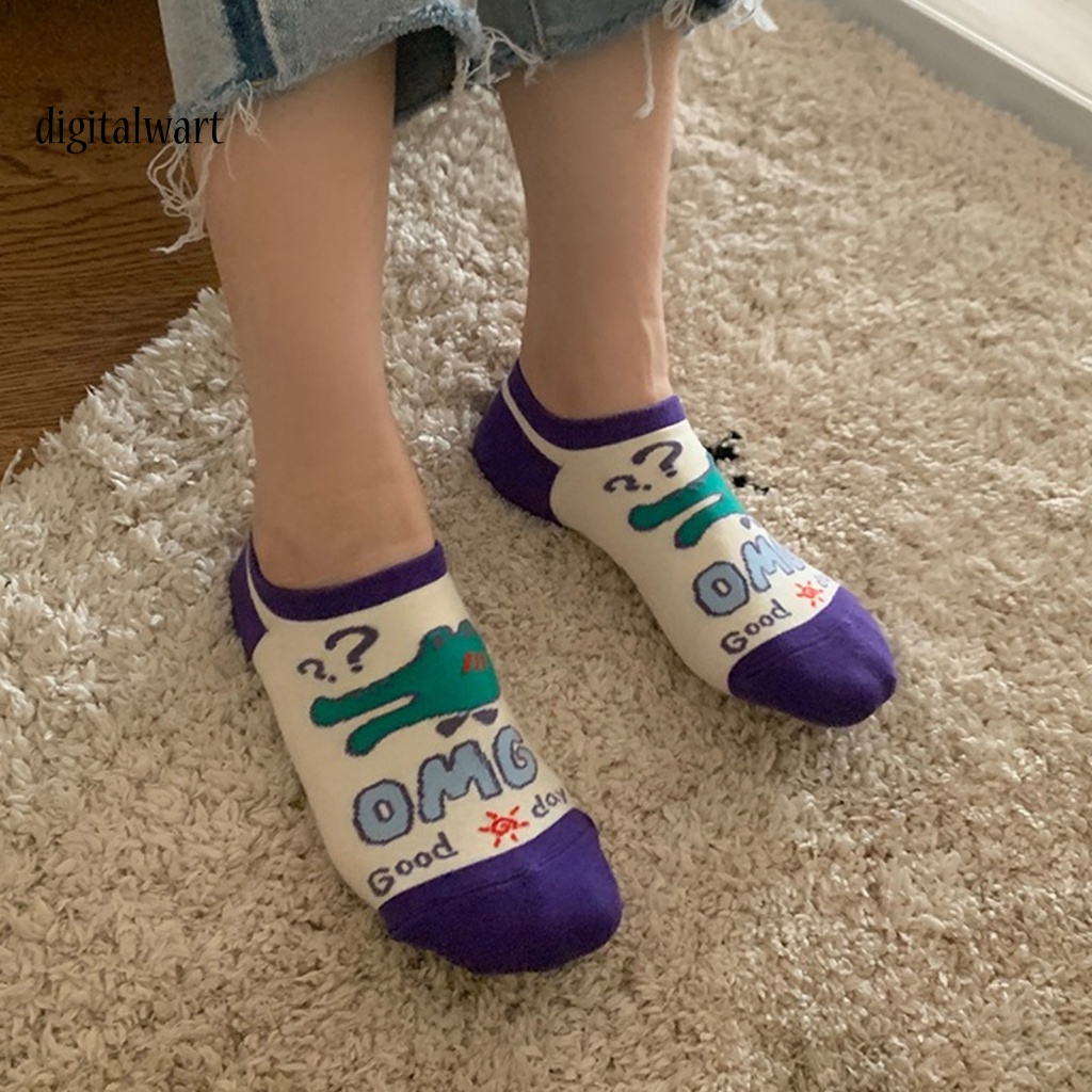 Kỹ Thuật Số| 1 Đôi Vớ Siêu Mềm Mại Thấm Hút Mồ Hôi Chống Trượt In Họa Tiết Hoạt Hình Dễ Thương