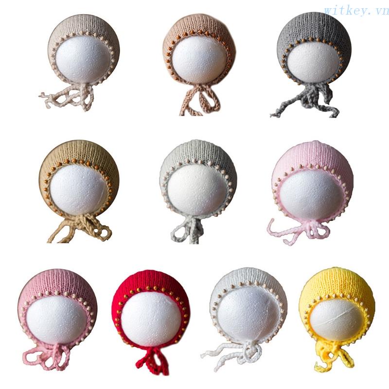 Mũ Len Đính Hạt Dùng Làm Đạo Cụ Chụp Ảnh Cho Bé Sơ Sinh