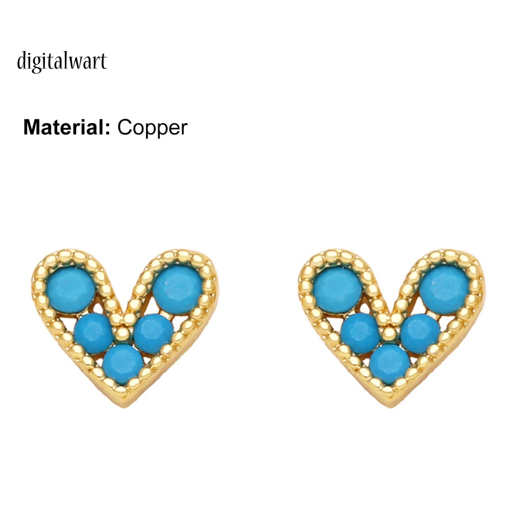 Kỹ Thuật Số| 1 Đôi Bông Tai Hình Trái Tim Đính Đá Zircon Lấp Lánh Lâu Trôi