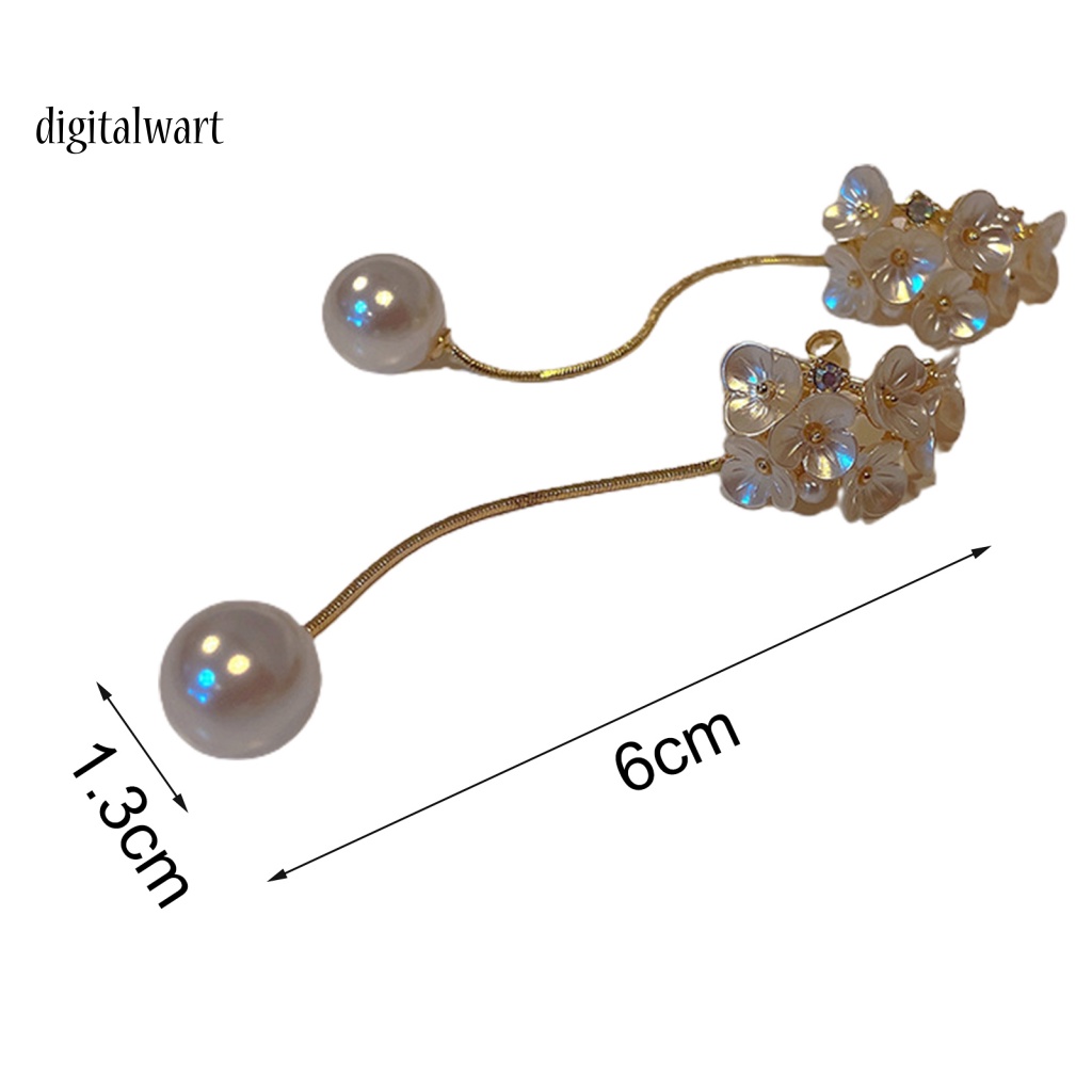 Kỹ Thuật Số| 1 Đôi Bông Tai Dáng Dài Hình Hoa Đính Ngọc Trai Nhân Tạo Thời Trang Dành Cho Nữ