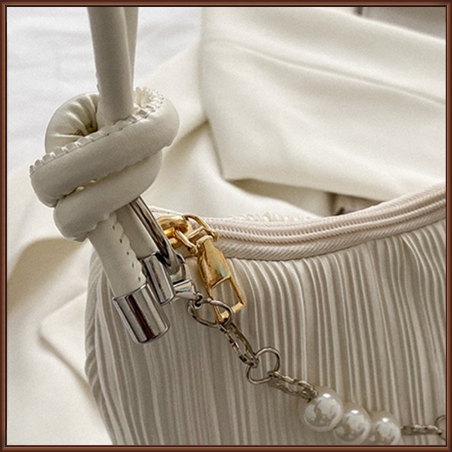 Túi Đeo Vai Xếp Ly Đính Ngọc Trai Phong Cách Hàn Quốc Thời Trang Cho Nữ