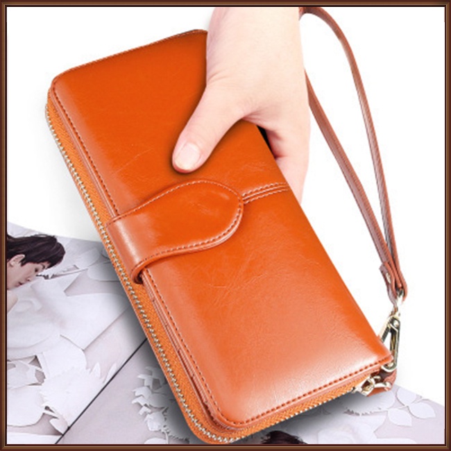 Ví Da Pu Màu Trơn Dáng Dài Đa Năng Thời Trang Cho Nữ