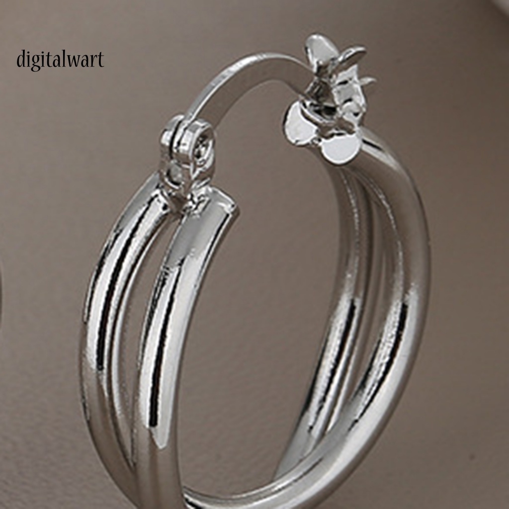 Kỹ Thuật Số| 1 Đôi Bông Tai Vòng Tròn Bằng Thép Không Gỉ Bề Mặt Mịn Chống Dị Ứng Màu Trơn Dễ Phối Đồ