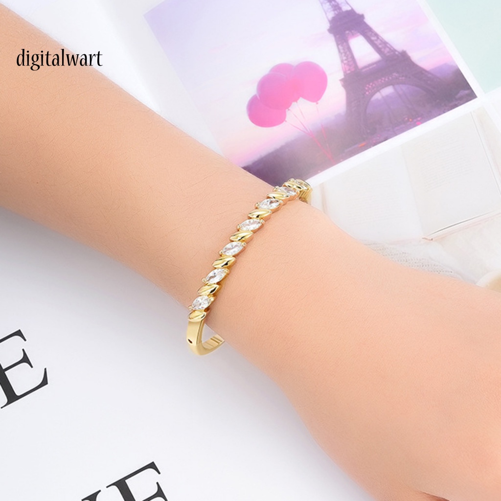 Kỹ Thuật Số| Vòng Tay Đính Đá Hình Chiếc Lá Thời Trang Cho Nữ