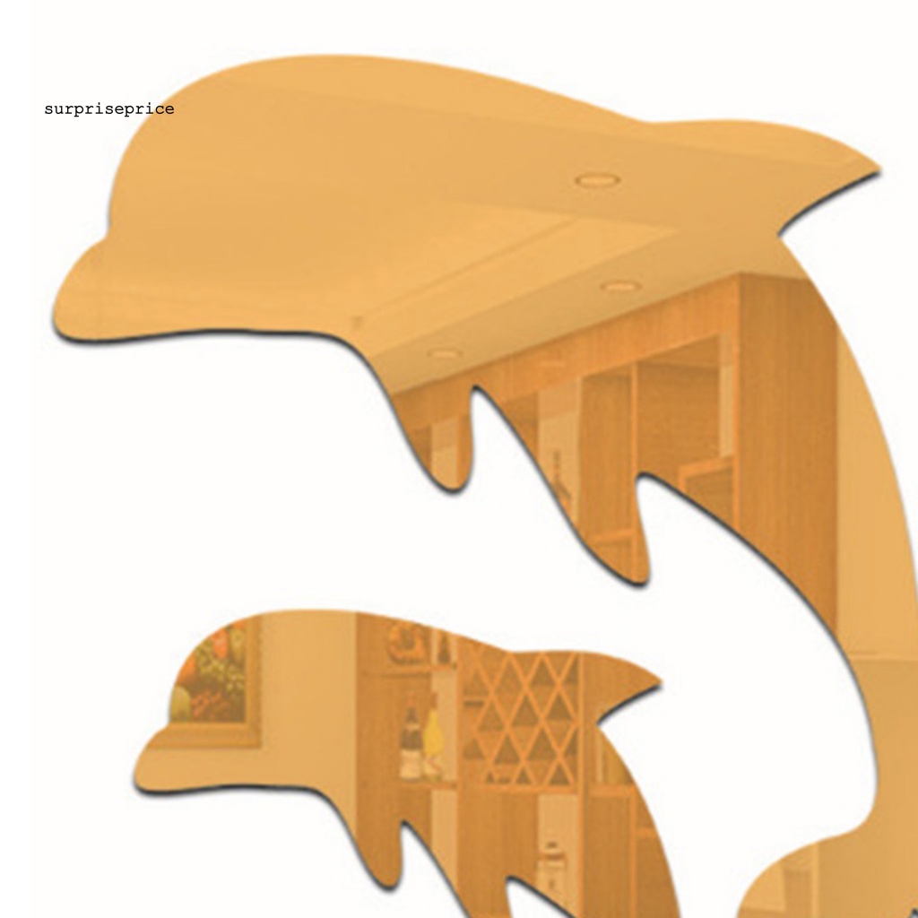 Set 3 Sticker Dán Tường Hình Cá Heo 3D Tráng Gương Độc Đáo Trang Trí Nhà Cửa