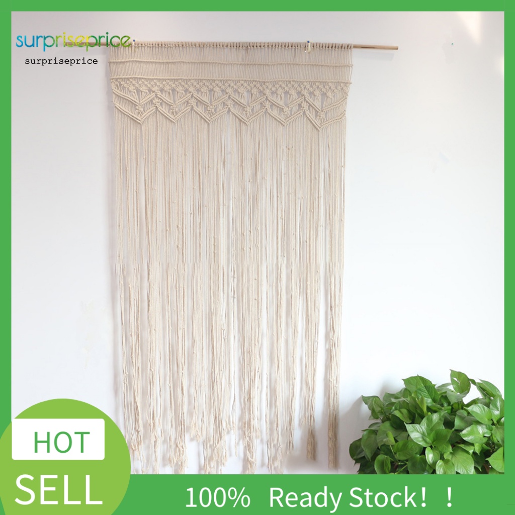 Thảm Macrame Treo Tường Chất Liệu Cotton Dệt Màu Be Phong Cách Boho Tinh Tế Trang Trí Nhà Cửa