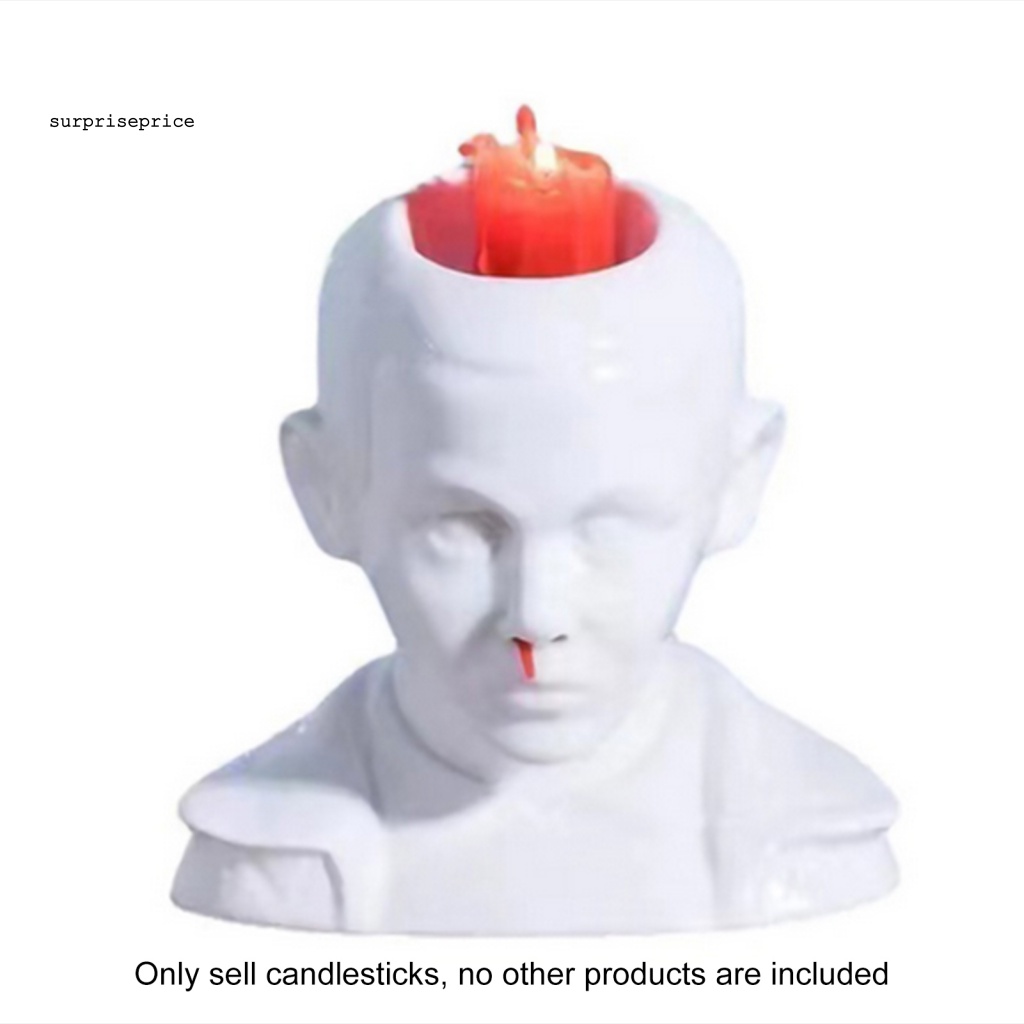 Giá Đỡ Nến Hình Đầu Người Màu Trắng Phong Cách Vintage Trang Trí Halloween