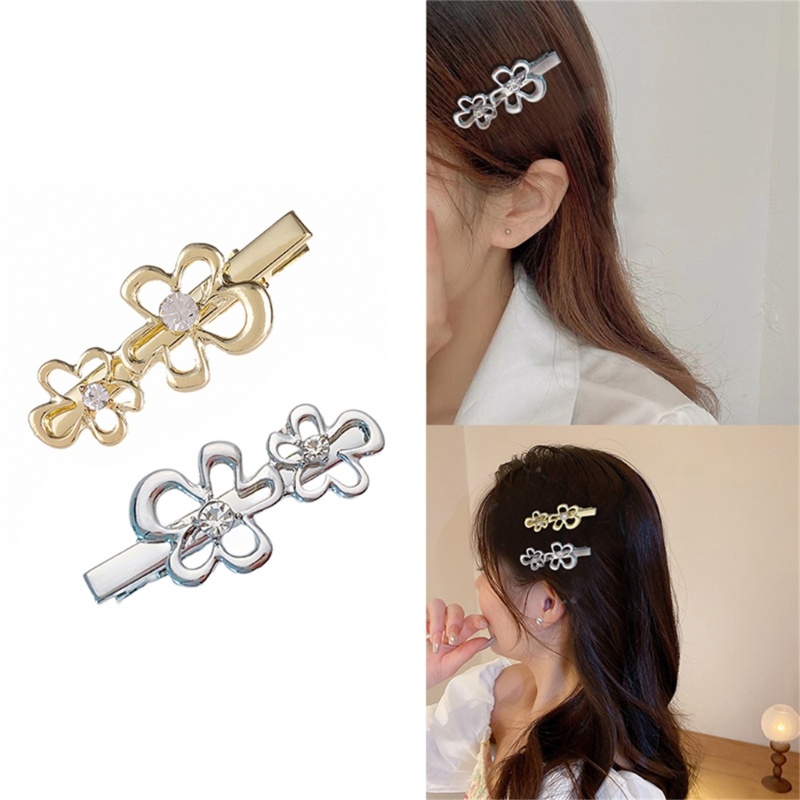 Kẹp Tóc Mái Hình Hoa Đính Đá Pha Lê Bằng Kim Loại