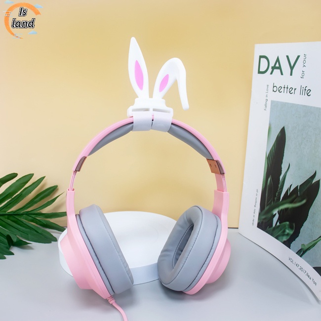 Phụ Kiện Trang Trí Tai Nghe Bằng Silicon Hình Tai Thỏ Dễ Thương