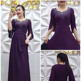 ĐẦM MAXI ĐÍNH ĐÁ TAY TIỂU THƯ