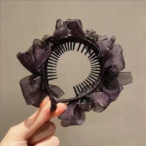 Kẹp Tóc Nơ Vải Màu Đen Phong Cách Hàn Quốc Thời Trang Mùa Xuân