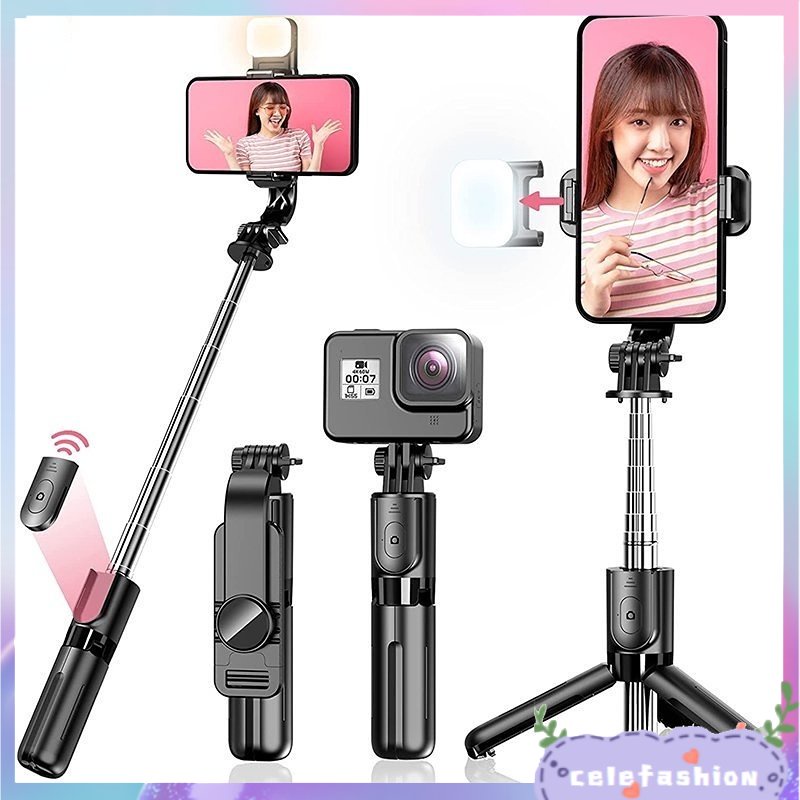 Gậy Tự Sướng Không Dây Nhỏ Gọn Có Đèn Cho iPhone Android