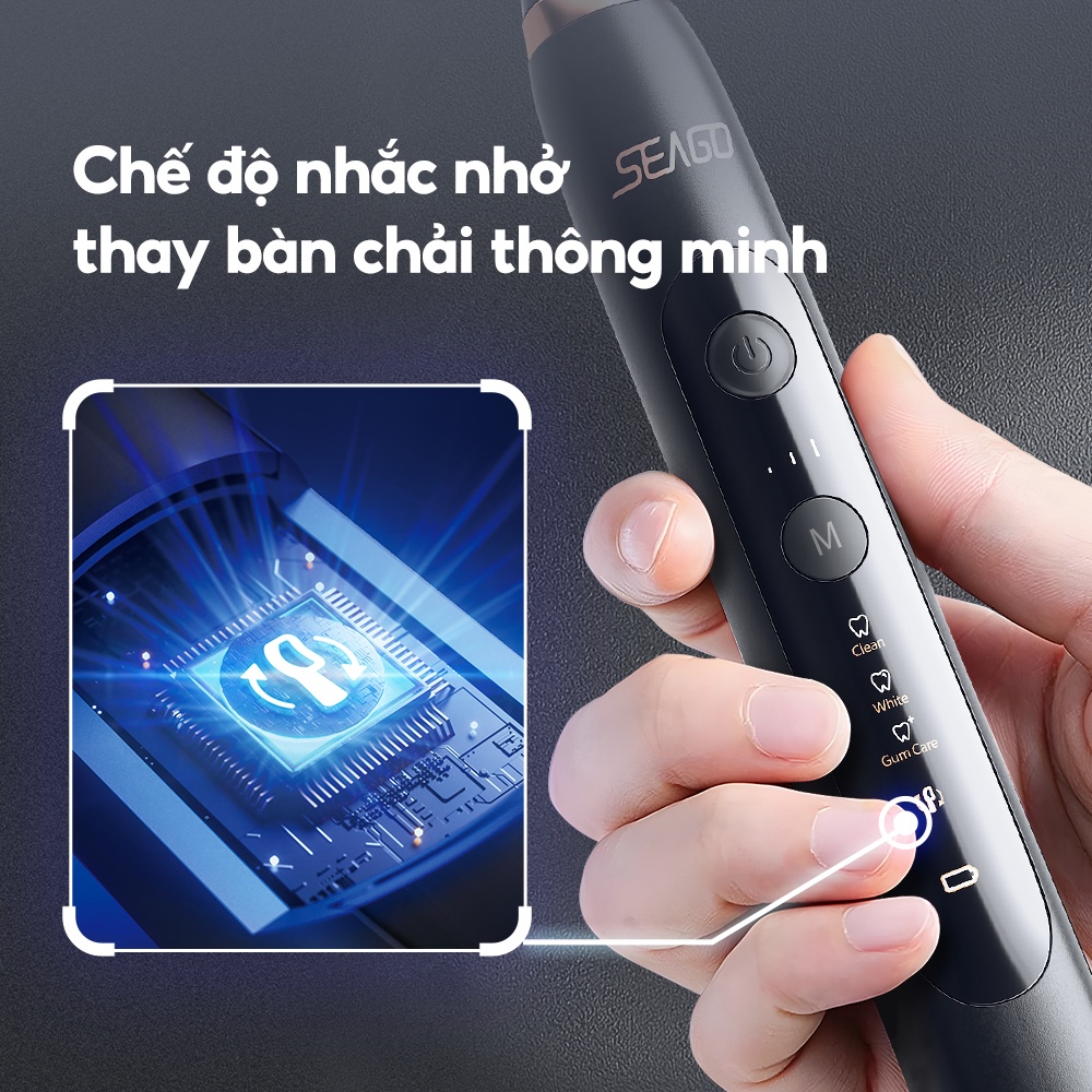 Bàn chải điện sonic cao cấp Seago sạc không dây SG-982 - Bảo hành 12 tháng