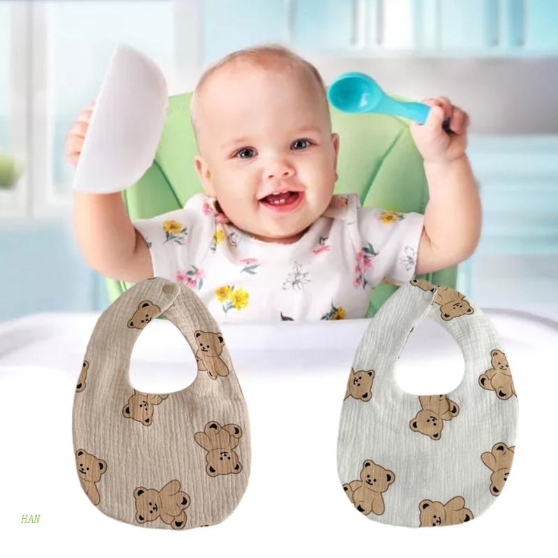 Yếm Ăn Mềm Mại Hình Chữ U In Họa Tiết Gấu Dễ Thương Cho Bé 0-12 Tháng Tuổi Mới