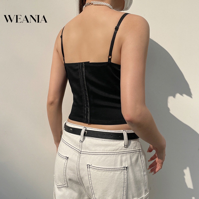 Áo Croptop Dáng Ôm Phối Ren Và Khóa Cài Y2k Thời Trang Mùa Hè Cho Bạn Gái