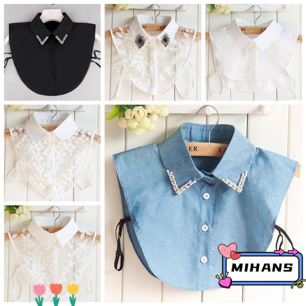 Cổ Áo Sơ Mi Giả Màu Trơn Có Thể Tháo Rời Phối Ren Thời Trang Mới