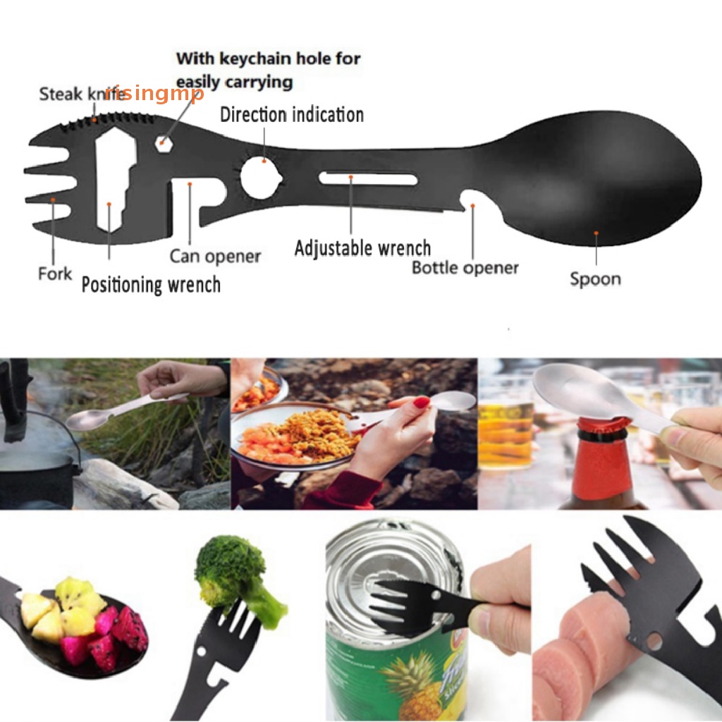 Bộ Muỗng Nĩa Inox 10 Trong 1 Mang Đi Cắm Trại