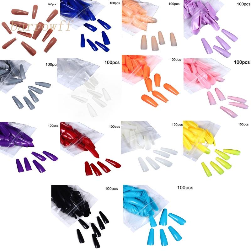 Bộ 100 Móng Tay Giả Dáng Dài Che Phủ Toàn Diện Có Thể Tháo Rời Dùng Khi Múa Ba Lê