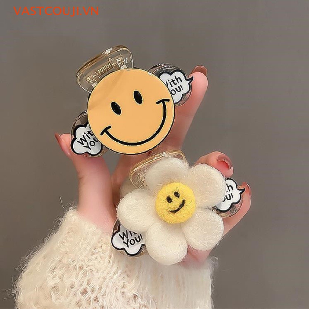 Kẹp Tóc Móng Vuốt Hình Hoa Hướng Dương Mặt Cười Dễ Thương Cho Nữ VN