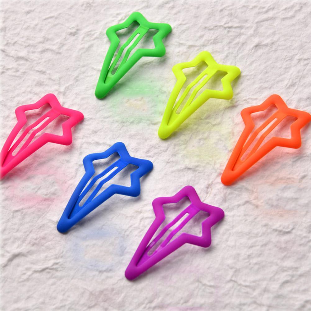 Bộ 6 Kẹp Tóc Hợp Kim Màu Sắc Huỳnh Quang Hình Ngôi Sao Xinh Xắn Cho Bé P2M0