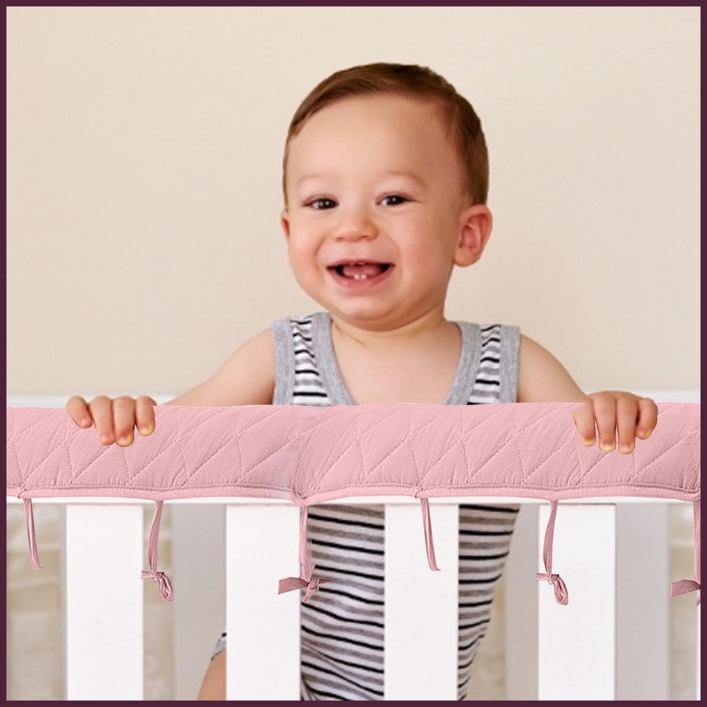 Đệm Chắn Thành Nôi Ba Mặt Dát Đá Quý Màu Trơn Bảo Vệ Toàn Diện