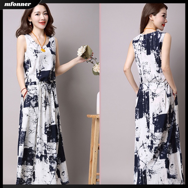 Set Đầm 2 Món In Họa Tiết Thổ Cẩm + Áo Khoác Cardigan Thời Trang Mùa Hè Cho Nữ