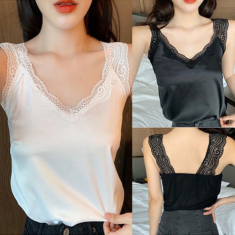 Áo Ren Hai Dây Cổ Chữ V Lưng Co Giãn Phong Cách Mới Quyến Rũ Dễ Phối Đồ Cho Nữ