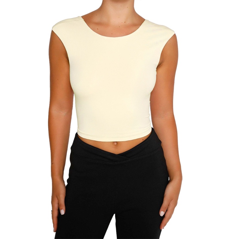 Áo Thun Croptop Sát Nách Hở Lưng Màu Trơn Thời Trang Mùa Hè Quyến Rũ