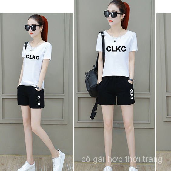Set Đồ Thể Thao 100% Cotton Tay Ngắn Dáng Rộng Thời Trang Mùa Hè Cho Nữ UNM2