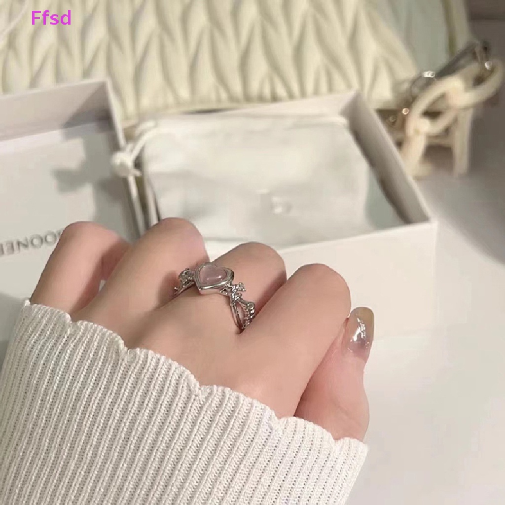 {Ffsd} Nhẫn Thời Trang Hình Trái Tim Mắt Mèo Có Thể Điều Chỉnh Trang Sức Tinh Tế Làm Quà Tặng Trang Sức Đám Cưới