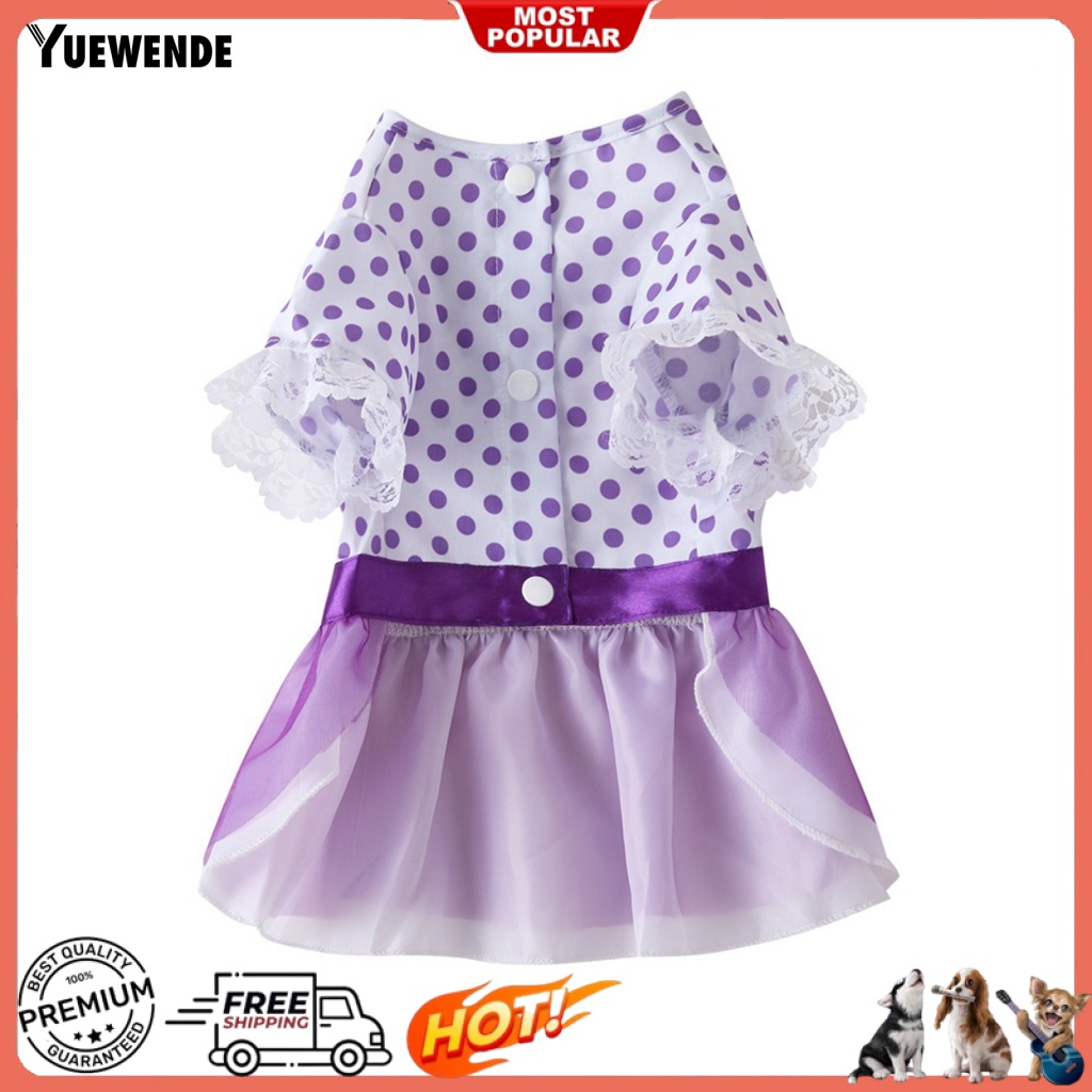 Ye.b Đầm Cổ Tròn Họa Tiết Chấm Bi Bắt Mắt Mặc Hàng Ngày Cho Thú Cưng