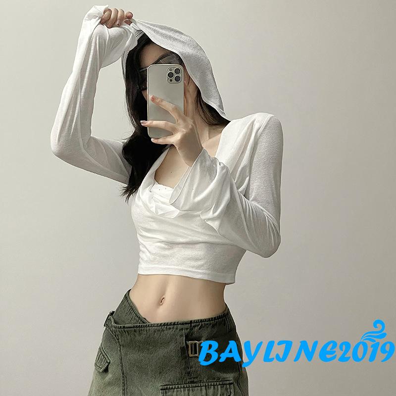 Áo Hoodie Lửng Dài Tay Màu Sắc Thời Trang Dành Cho Nữ | BigBuy360 - bigbuy360.vn