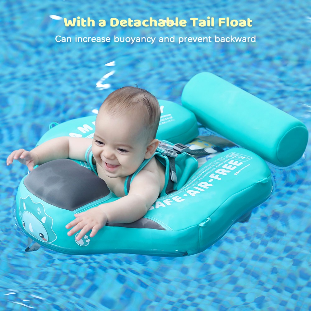 Phao Bơi Chống Thấm Nước Không Bơm Hơi Thân Thiện Với Làn Da Có Đuôi Và Mái Che Nắng Dành Cho Trẻ Em 3-24 Tháng Tuổi