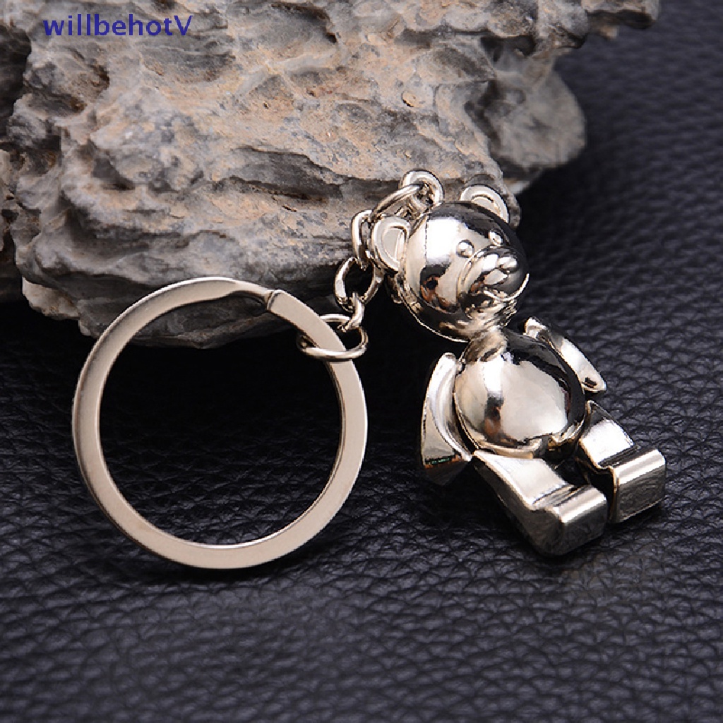 Móc Khóa Kim Loại Hình Chú Gấu 3D Dễ Thương