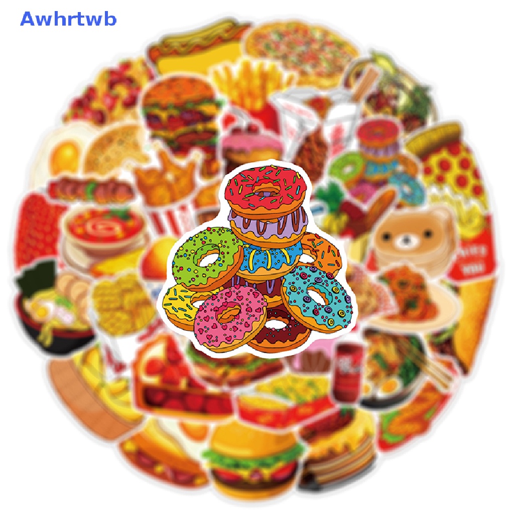 Bộ 50 Miếng Dán Trang Trí Vali Ván Trượt Laptop Họa Tiết Hoạt Hình Graffiti Mới