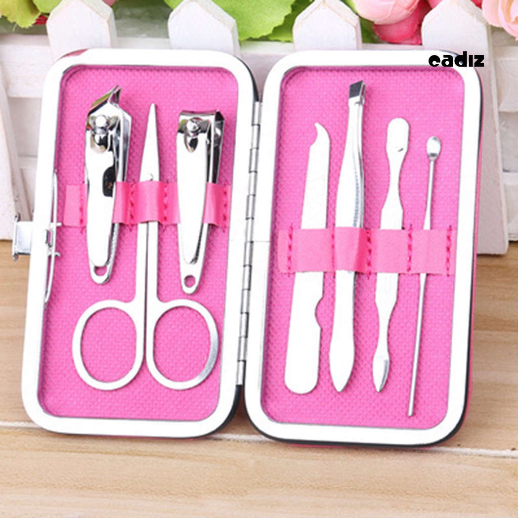Bộ 7 Dụng Cụ Làm Móng Bằng Thép Carbon Kèm Hộp Đựng Tiện Dụng