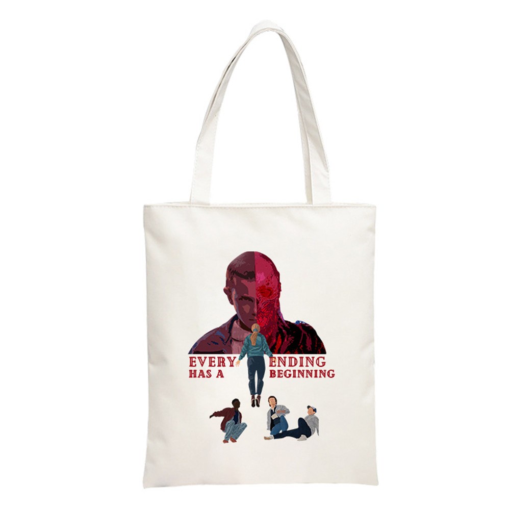 Túi Xách Canvas In Chữ Stranger Things Thời Trang