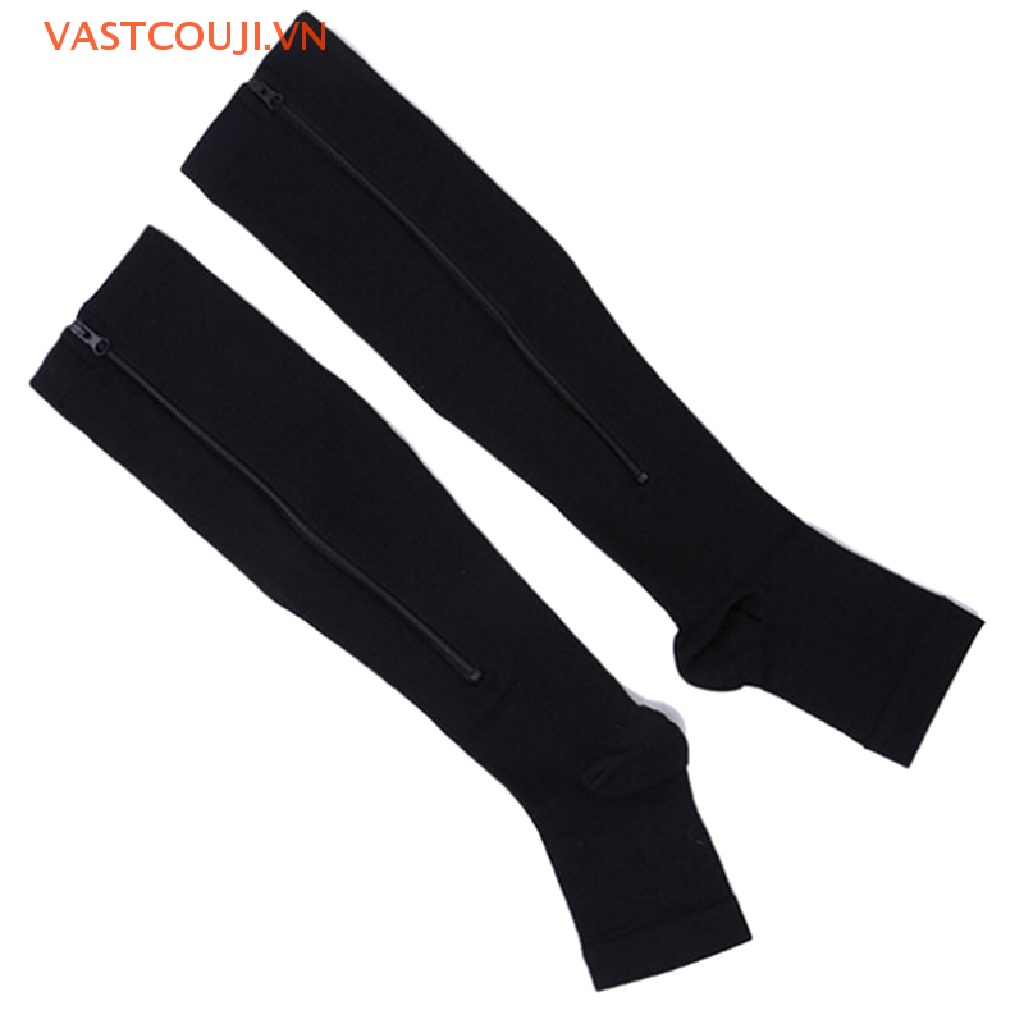 1 Đôi Tất Hở Ngón Có Khóa Kéo Giảm Đau Tiện Dụng