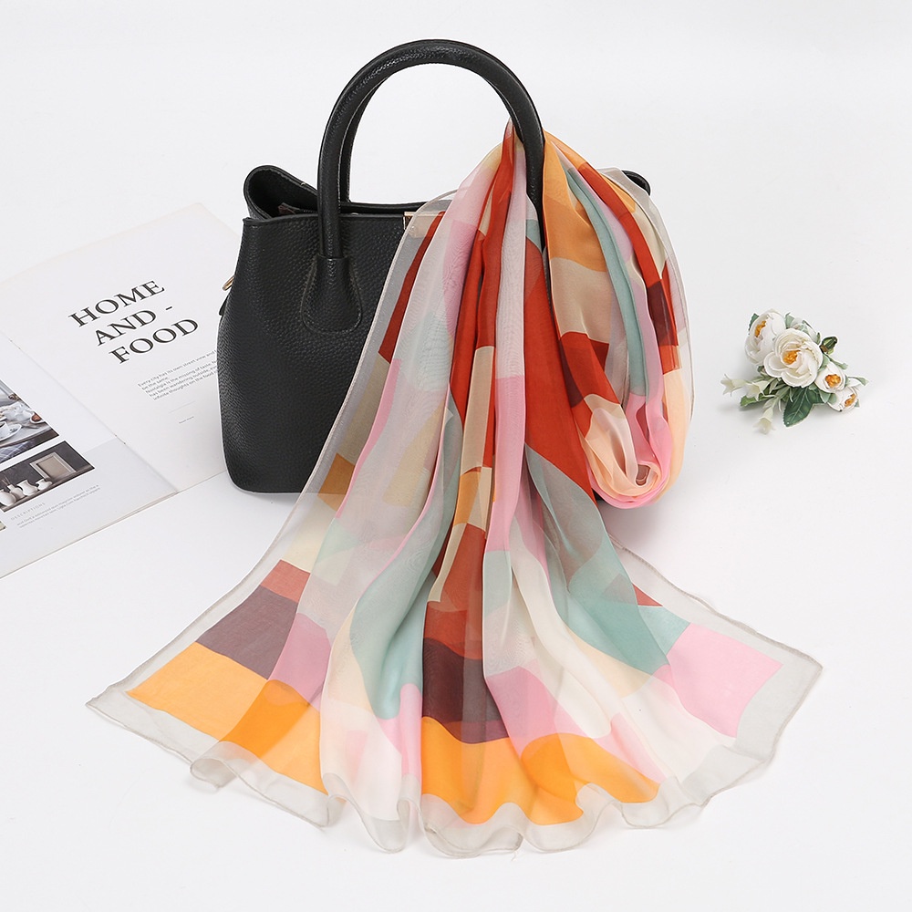 Khăn Choàng Cổ Chiffon 160 * 50cm Họa Tiết Kẻ Sọc Nhiều Màu Sắc Chất Lượng Cao Phong Cách Hàn Quốc Thời Trang Xuân Hè Cho Nữ