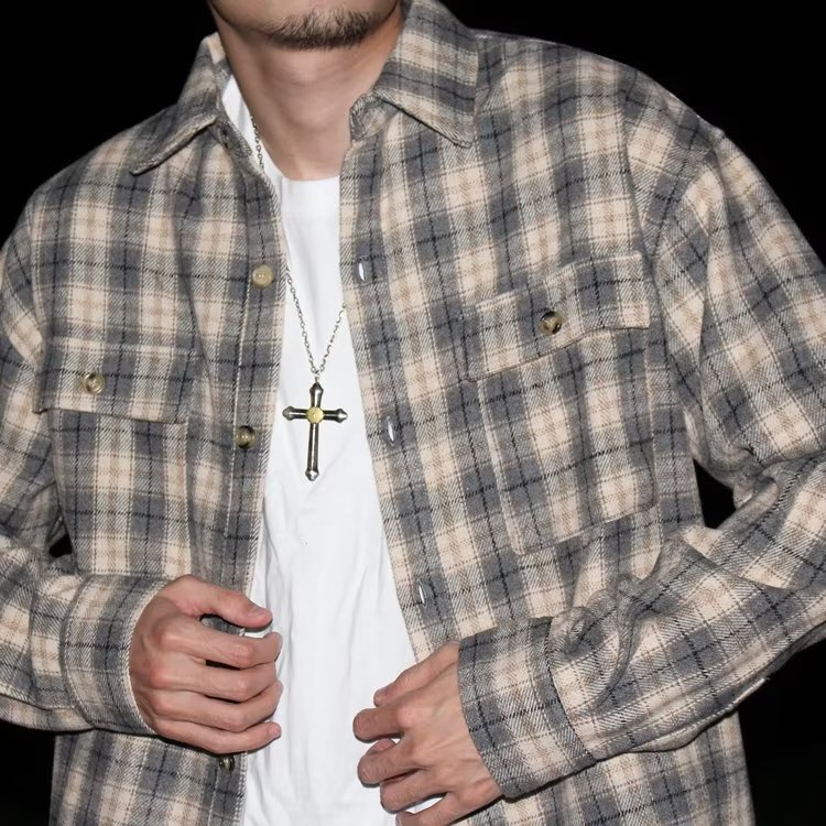 Áo Khoác Sơ Mi Len Kẻ Sọc Ca Rô Dày Dặn Tay Dài Thời Trang Thu Đông Cho Nam Và Nữ